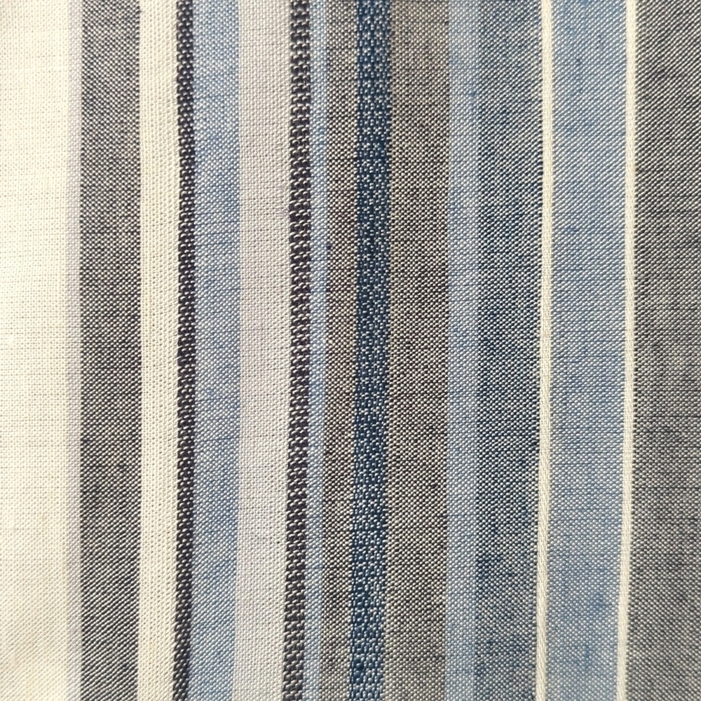 Drew Catalina Striped Linen Blend Boxy Single Button Blazer Jacket Blue Gray XS - Picture 7 of 13